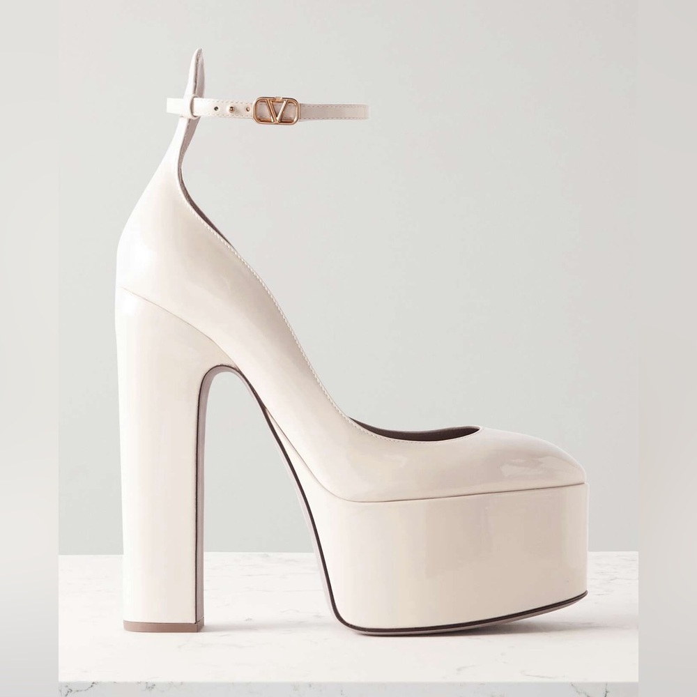 Valentino Garavani Tan Go 155 in Patent Leather Platform Pumps